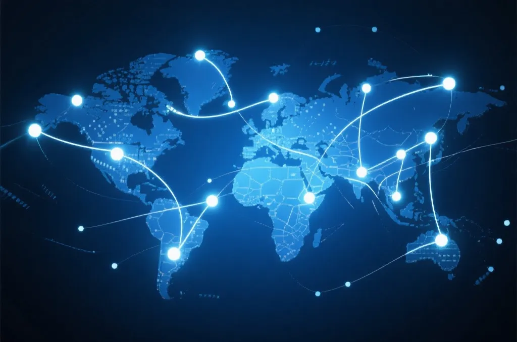 抽象数字网络节点连接示意图